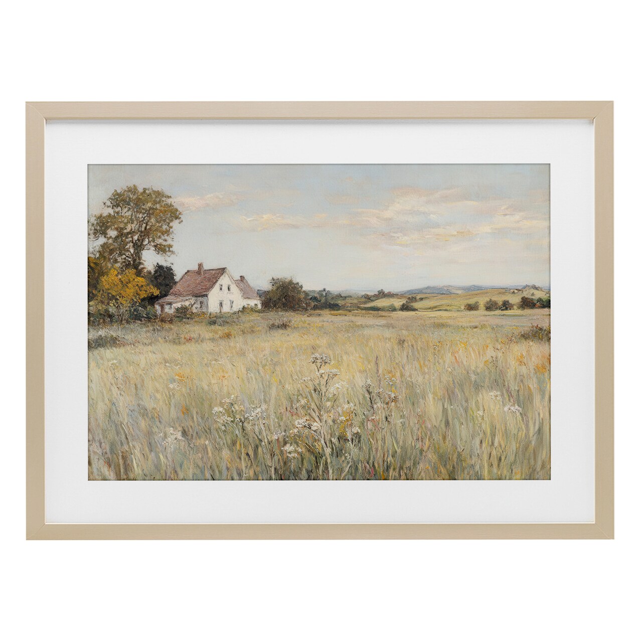 Stupell Industries Country Living Farm House Framed Print Under Glass, design by Petal Prints Design